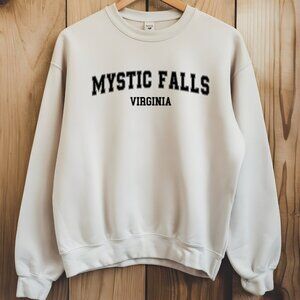 Mystic Falls Vampire Diaries NEW tan crewneck sweatshirt